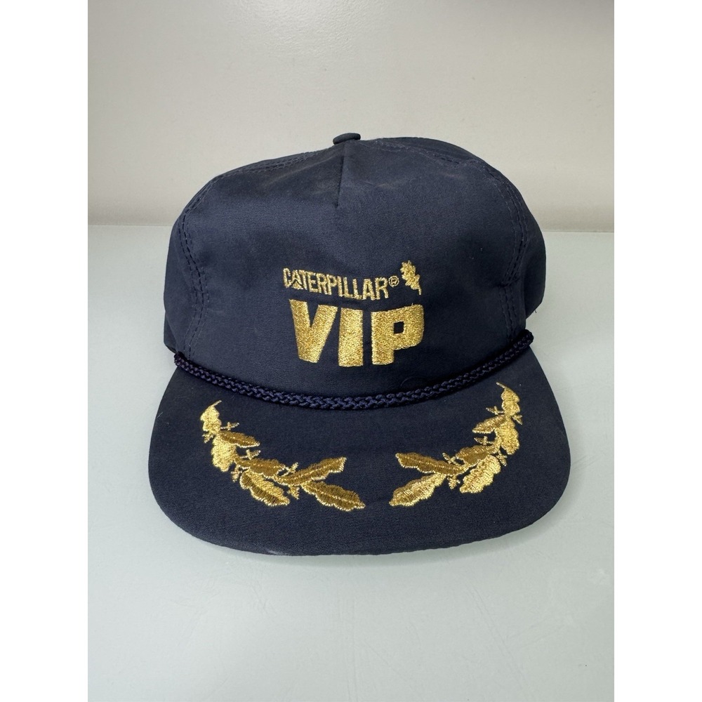 Vintage 80's Caterpillar VIP Strap Back Rope Hat Cap CAT Tonkin